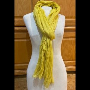 NWT Echo Design Handcrafted Long Yellow Metallic Fringed Scarf Pashmina